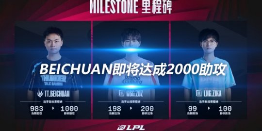 LPL春季赛数据里程碑预告 beichuan即将达成2000助攻