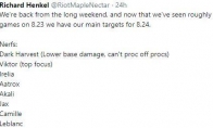 《LOL》8.24削弱英雄名单